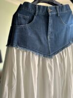 دامن وارداتی  ترک دو رنگ جین و کتان - تصویر 4